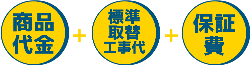 商品代金＋標準取替工事代＋保証費